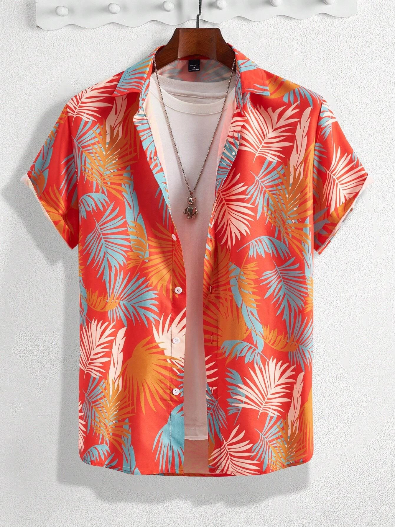 Hawaiian Print Men's and Women's Short Sleeve Shirts Oceanside Lapel Button-Down Shirt Tops 5