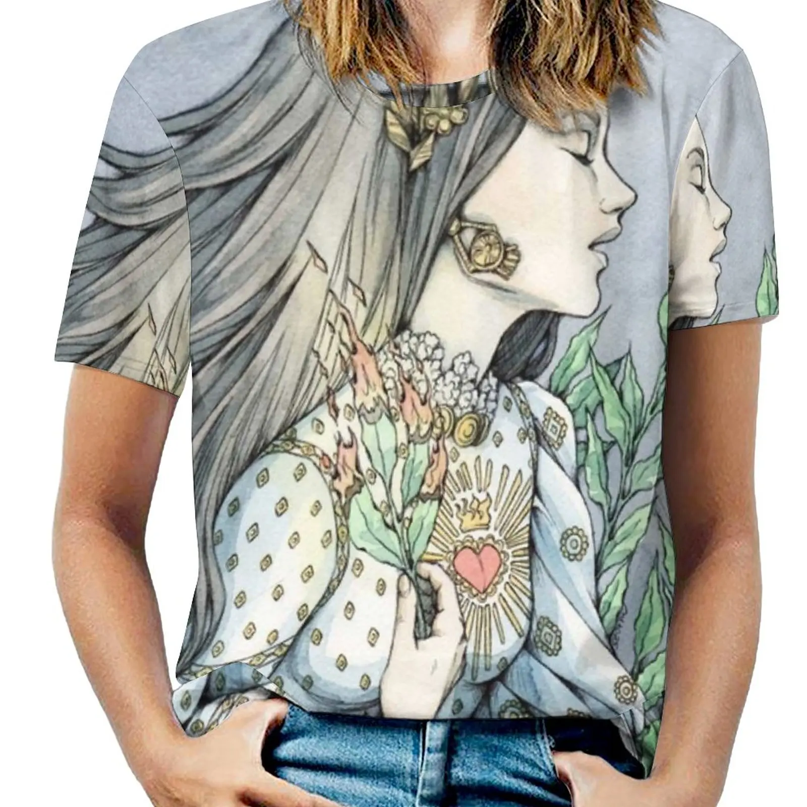 T-Shirt Da Donna Alloro Girocollo Casual Manica Corta Top T-Shirt Estiva Strega Stregoneria Magic Girls Bay Tree Burn Burning Storm