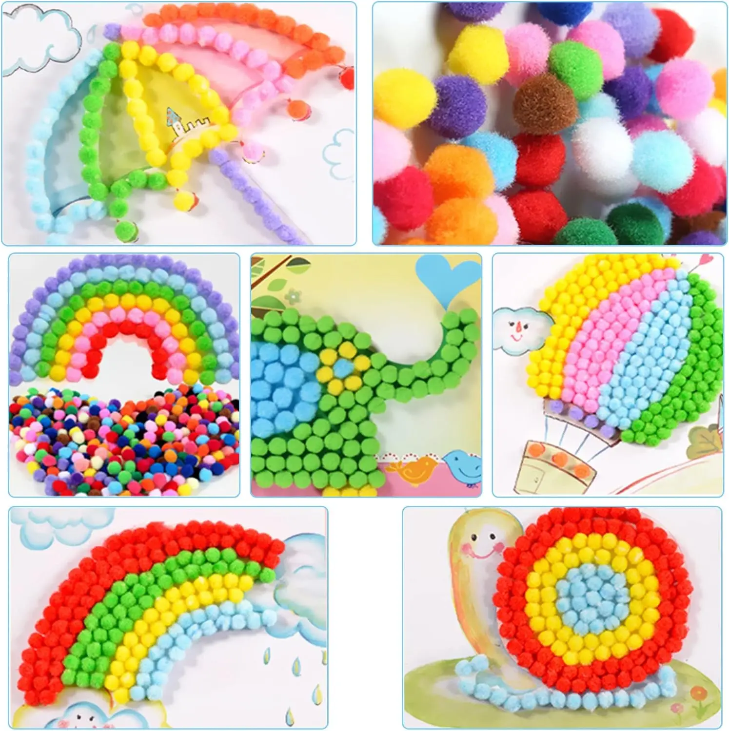 200 Pcs 2cm Pompoms Multicolor Valentine Day Arts And Pom Poms Balls And 100 Pcs wiggle Eyes For DIY Creative Crafts Decorations pom poms craft supplies