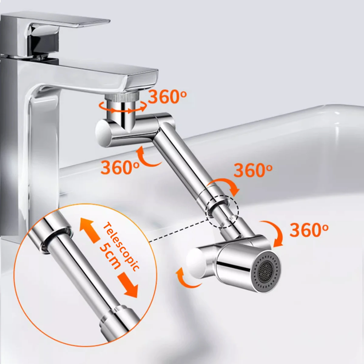 Faucet Extender Faucet Aerator Attachment 1440&deg; Rotating Female/Male Thread Robotic Arm Sink Aerator faucet extender faucet aerator sink faucet extender water faucet extension pipe faucet extension pipe