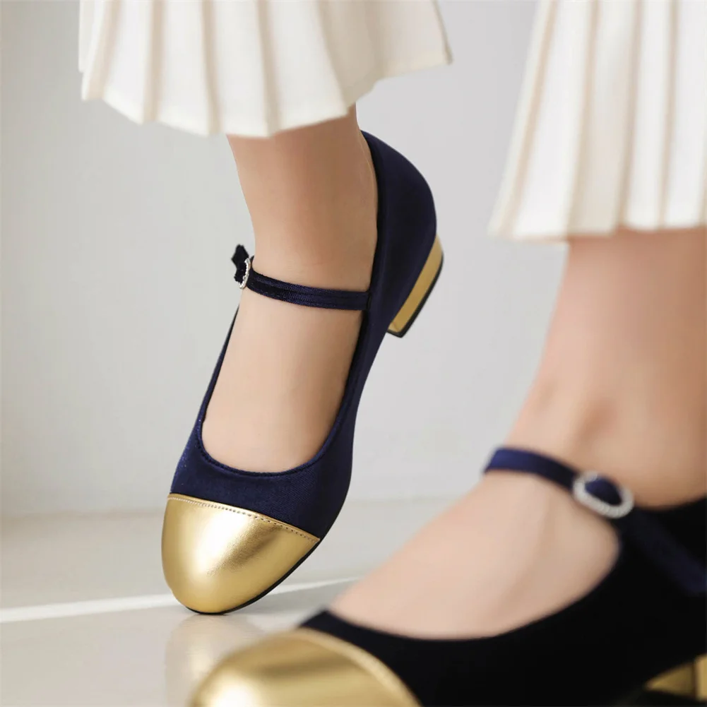 Brand Design Ladies Patchwork Mary Janes Pumps Fashion Buckle Mixed Colors Chunky Heel women's Pumps Casual Party Woman Shoes