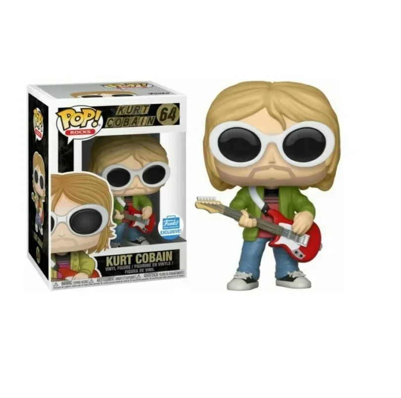 Funko Pop Rocks Singer Kurt Cobain 64 #66 Cobain Musicista 10Cm Pvc Esclusivo Vinile Action Figures Collezione Modello Giocattoli Per Bambini