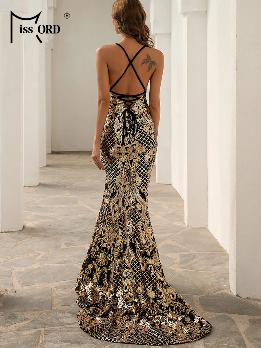 chinese dress ladies Baltic Born Womens Muse Sequin Maxi Dress | Black + Gold main image 1
