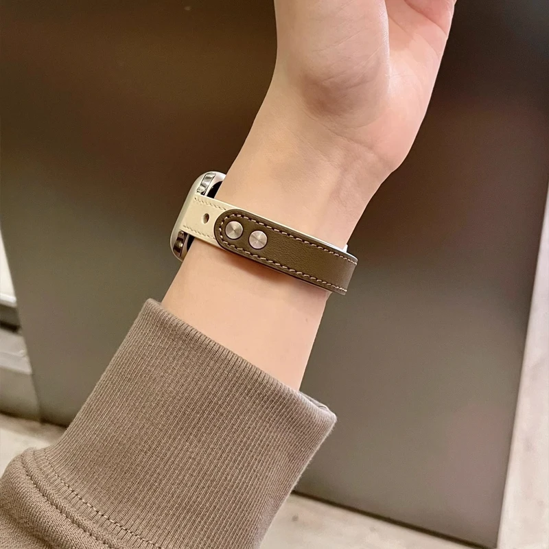 Women's Thin Leather Apple Watch Strap with Snap Closure | Infinity Loops