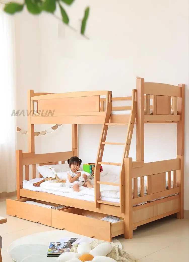 

bed Natural Style room Furniture Bunk For Children With Split Storage And Space Saving Small Apartment Two-Story