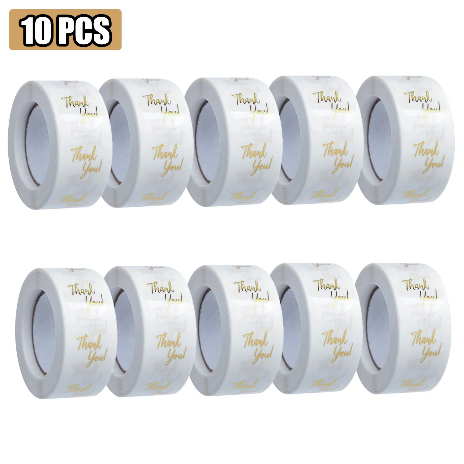 Gold foil thank you stickers used on envelopes