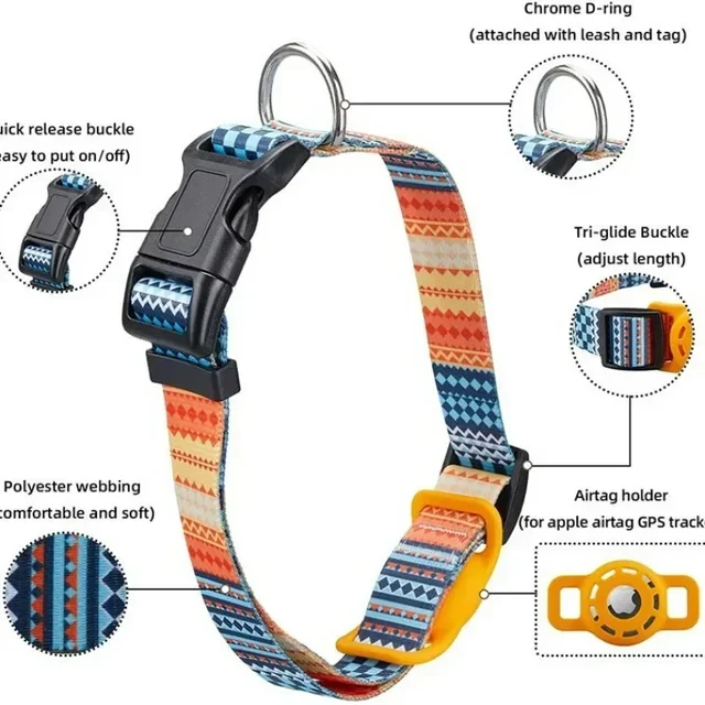 Pet Cat Dog Digital Printing Collar for Apple Airtag Protective Cover Small and Medium-Sized Dogs Articles Accessories 2