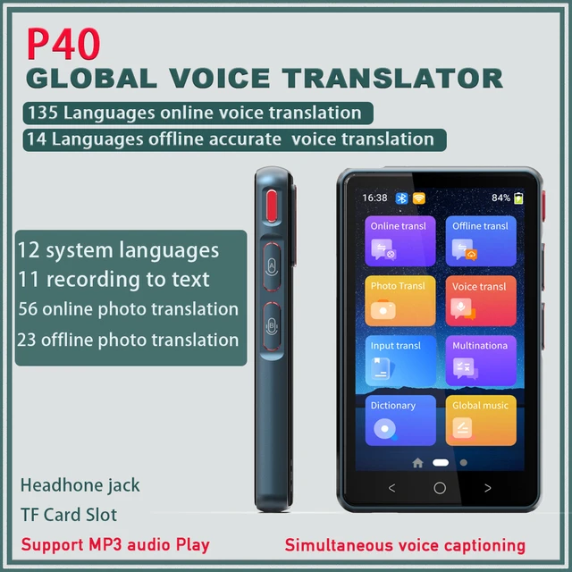 Tradutor de voz inteligente portátil, em tempo real, multilíngue, Speech  Interactive, Tradutor offline, Viagens de negócios, P40, 135 Idiomas -  AliExpress