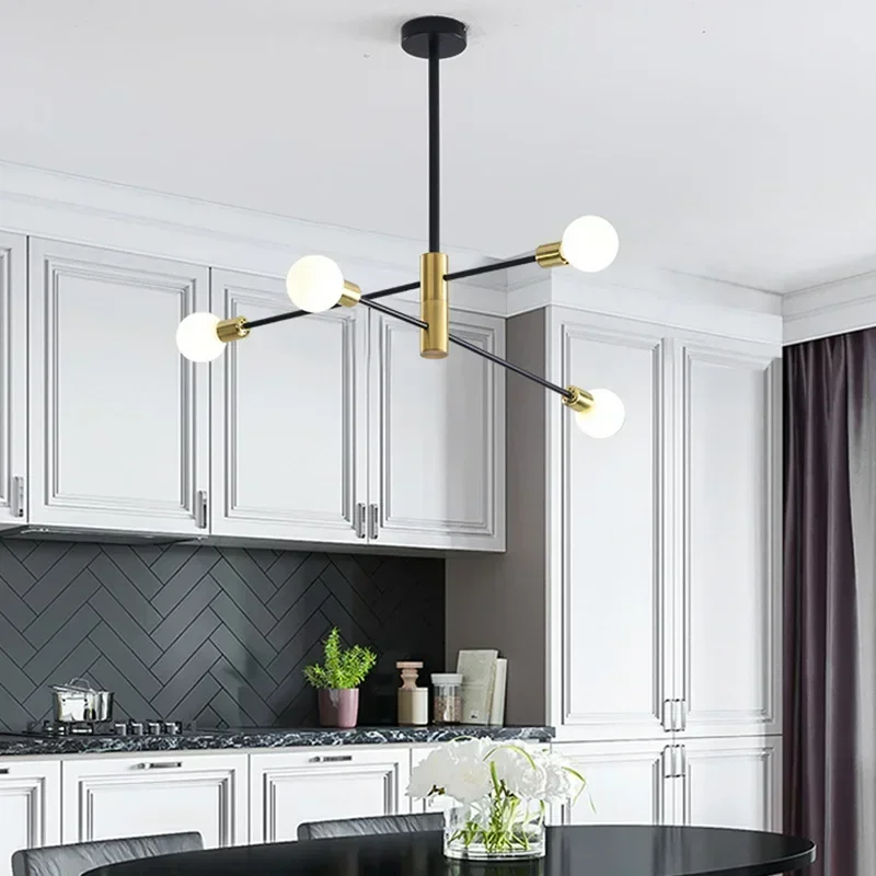 Modern Nordic Sputnik Black Chandeliers LED Lamp 4/6/8Light Home Lighting Indoor Fixtures Pendant Ceiling Not Included Bulbs Led Chandelier Ceiling Chandelier