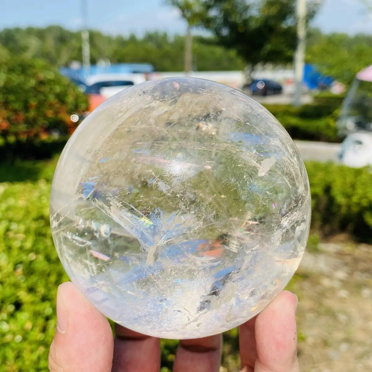 

Beautiful Natural Transparent White Crystal Ball Spirit Reiki Healing Energy Ball Home Office Decoration Magic Ball