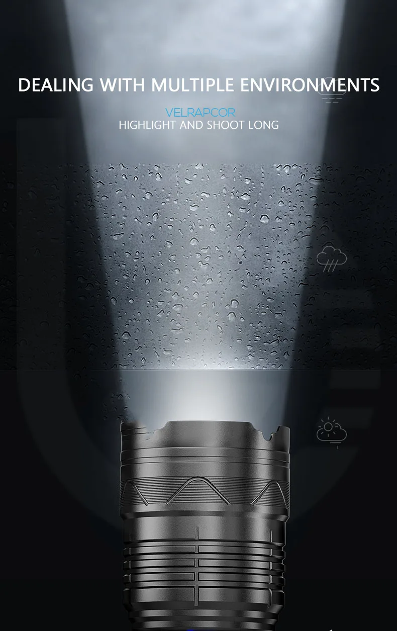 Super Bright Long Range Powerful LED Flashlight Type-C USB Rechargeable24000mAh/11200mAh Torch Light