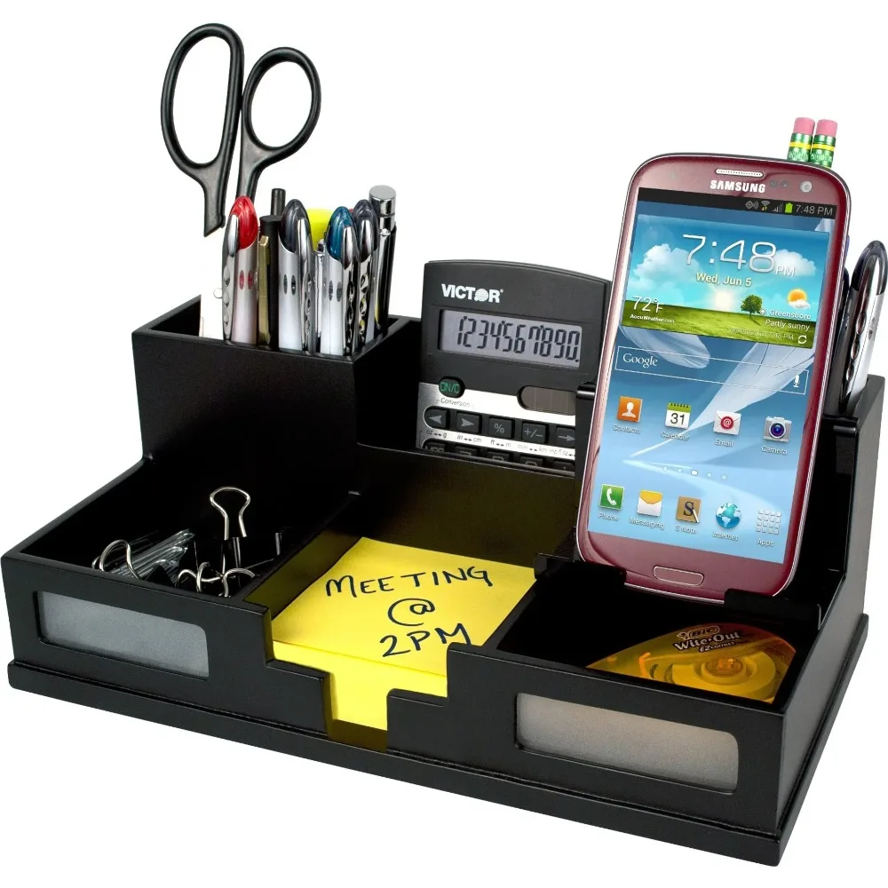 

Technology Desk Organizer with Smart Phone Holder, Black (9525-5)