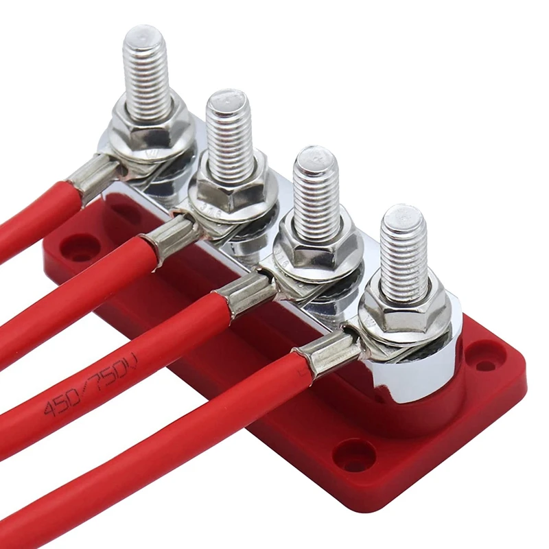 마린 버스 바 터미널 블록, 마린 DC 12V, 24V, 48V, 커버 포함, 레드, 2X 600A, 4 스터드 (3/8 인치), M10