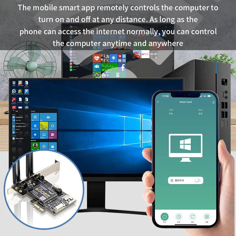 Edup-interruptor Inteligente com Controlo Remoto Adaptador Wifi 600 3000mbps Cartão de Rede Inteligente Bluetooth Reinicialização do Computador - Imagem 6