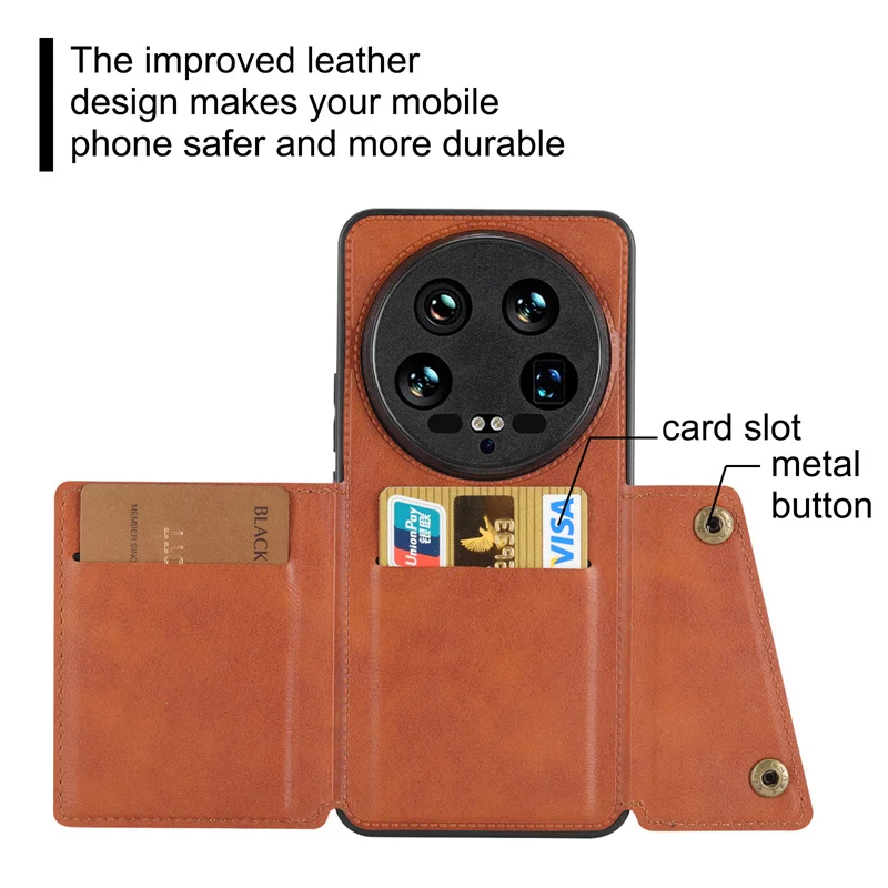 Luxury PU Leather Wallet Case with Magnetic Card Holder for Smartphone - Back Cover