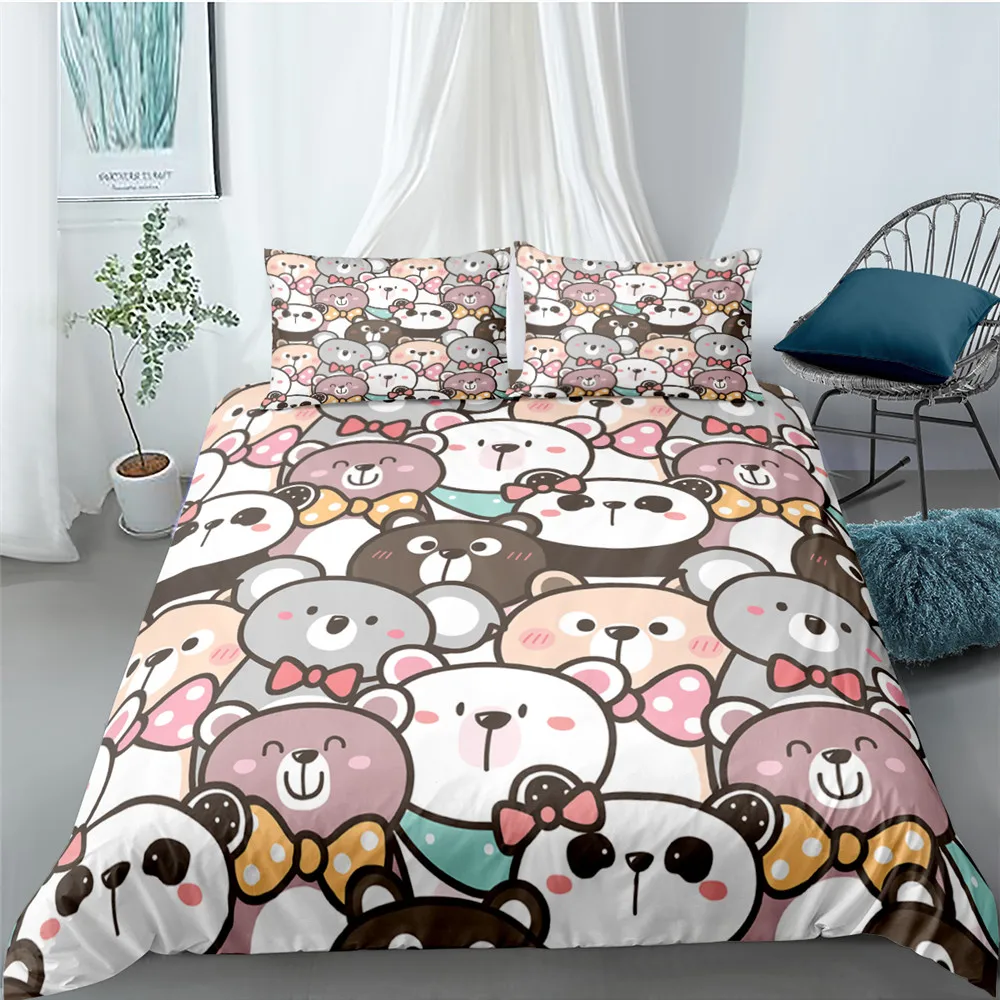 

Cartoon Cute Panda Polyester Bedding Sets Child Kids Covers Boys Bed Linen Set For Teens King Size Bedding Set