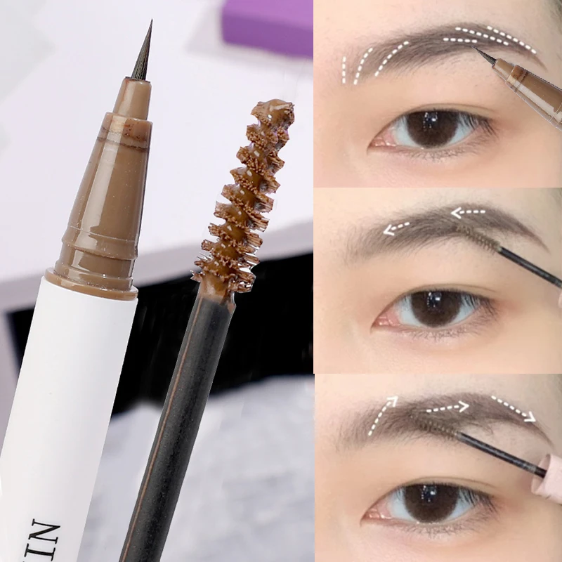 

Waterproof Double-headed Liquid Eyebrow Pencil Long Lasting Easy To Color Dye Brow Cream 2 in1 Lying Silkworm Eyeliner Cosmetics