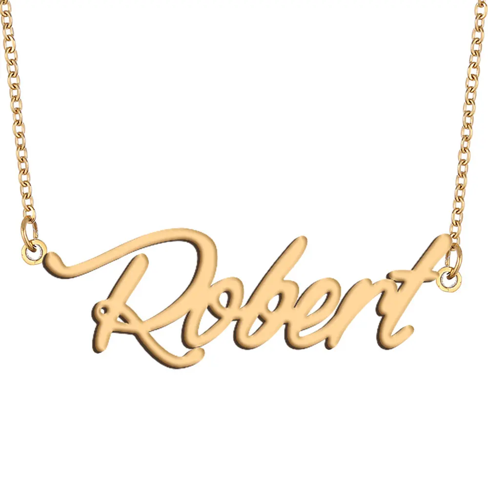 

Robert Name Necklace for Women Stainless Steel Jewelry Gold Color Nameplate Pendant Collares Para Mujer Letters Choker