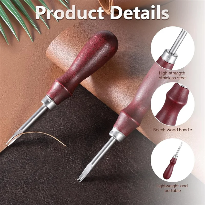 A67M-가죽 공예용 DIY 도구, 가죽 엣지 스카이빙 베벨러 세트- 2개, 크기 1.0mm 및 1.5mm