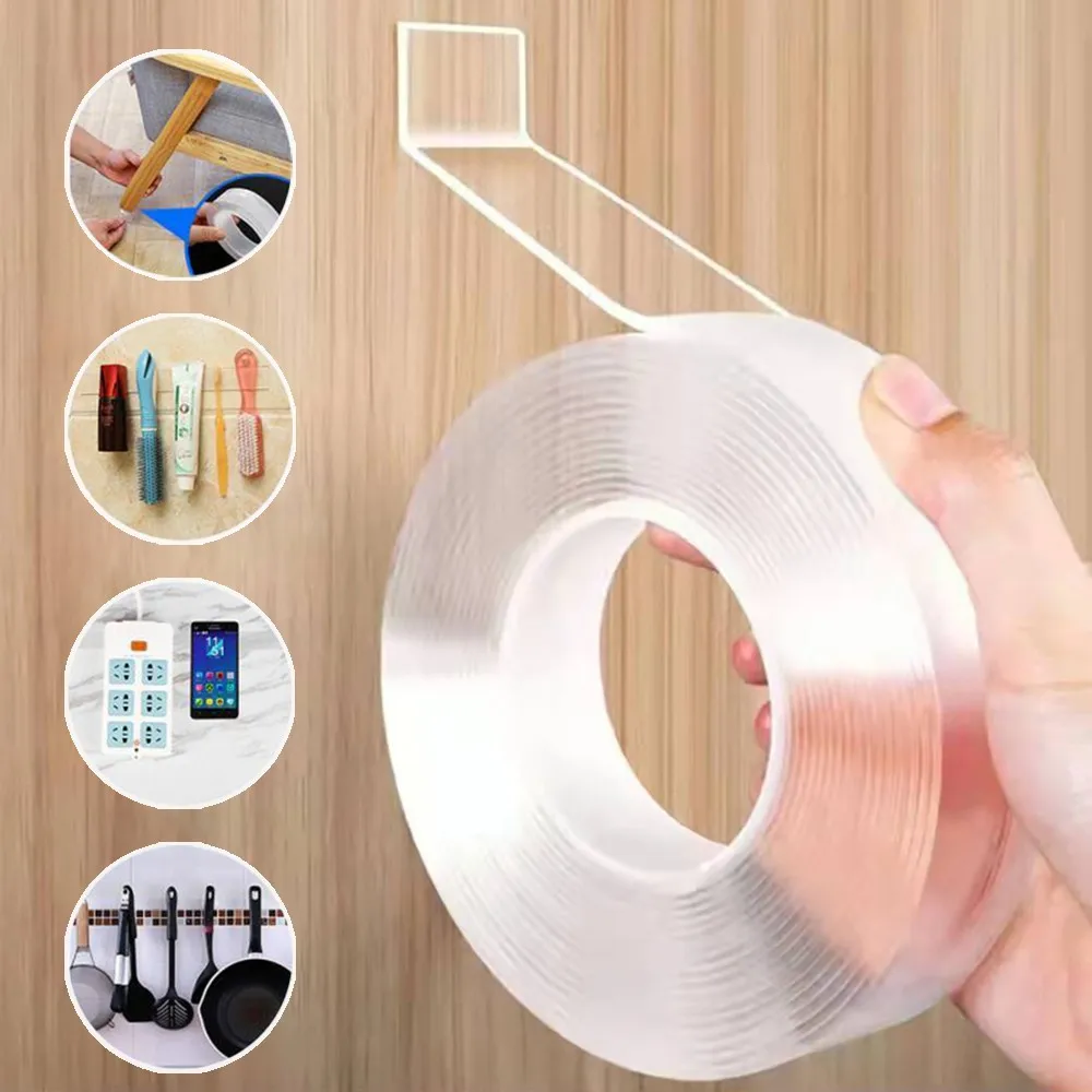 1pc Nano Tape Acrylic Double Sided Tape Transparent Waterproof &  High-temperature Resistant Traceless Magic Tape For Repeated Use