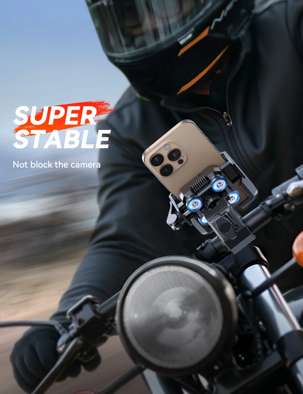 Joyroom Motorcycle Phone Mount Holder Dual Vibration Dampener Universal Bike Bicycle Phone Mount for 4.7''-7'' Phones