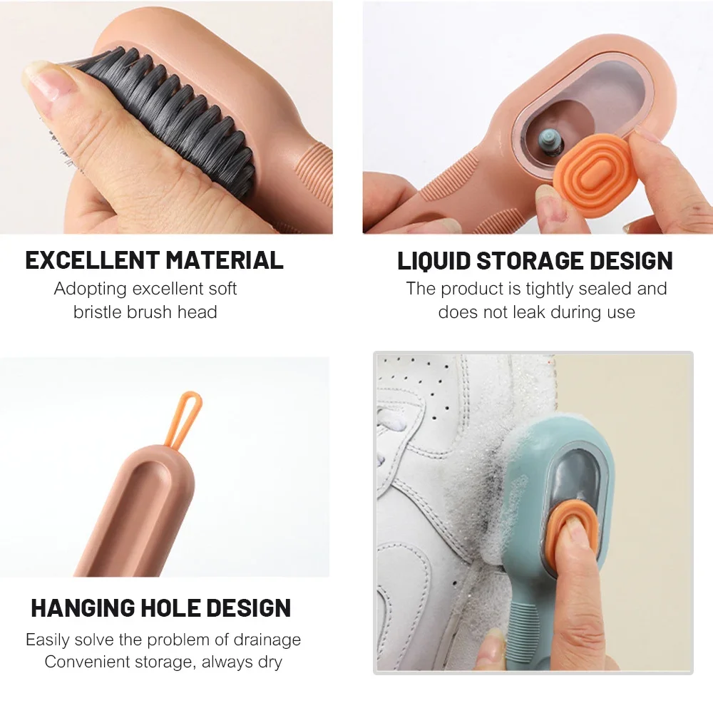 Creative Laundry Injection Hydraulic Clening Brush Soft-bristled Shoes Clothes Brushes Liquid Discharge Shoe Brush Cleaner