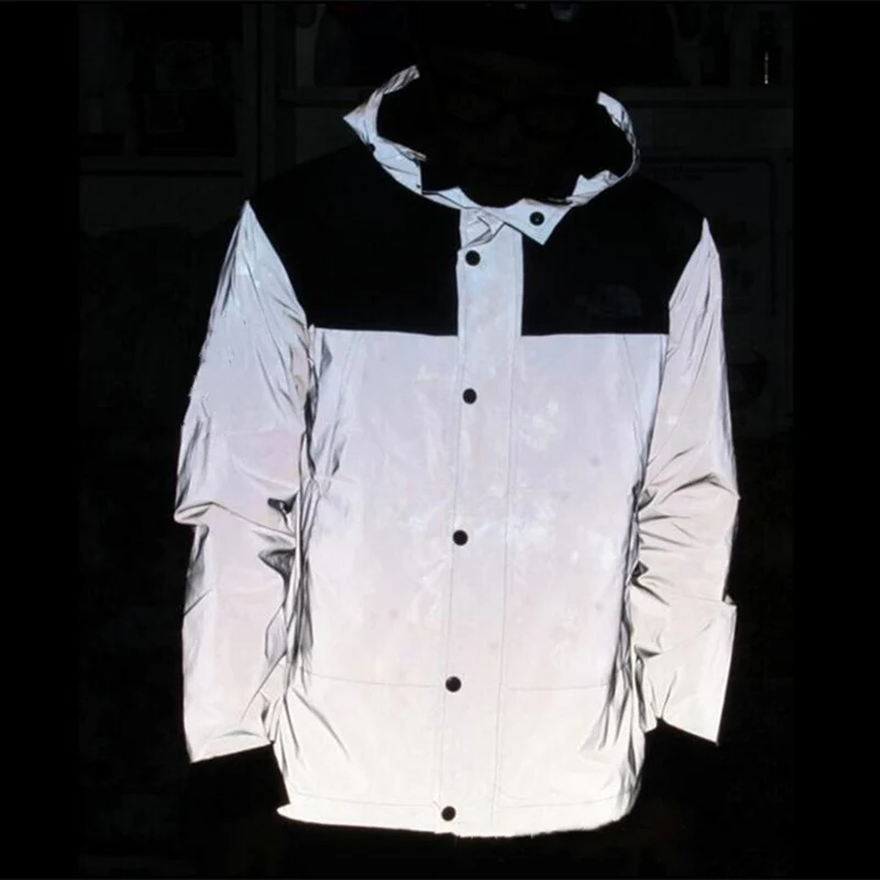 Fashion Brand Reflective Hooded Jacket Men Harajuku Windbreaker 3M