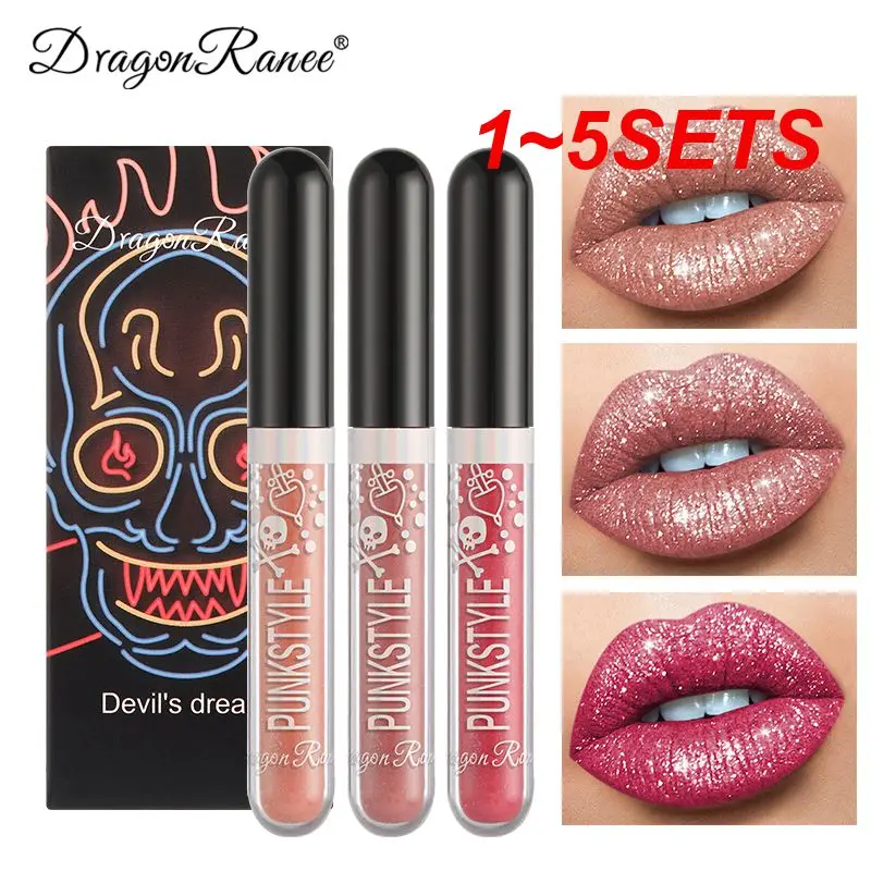 

1~5SETS Glamorous Devil's Dream Long-lasting Glitter Lip Gloss Halloween Halloween Makeup Captivating Glitter Sparkling