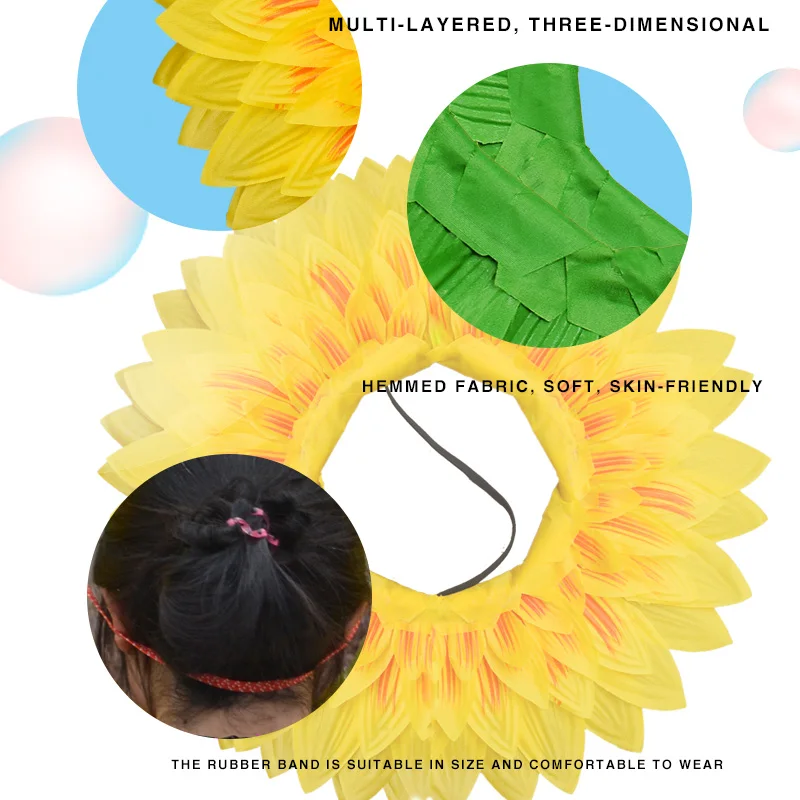 Party Supplies Headgear Flower Clown Mask Sunflower Sports Hand Take Flower Dance Props Children's festival celebration supplies - 6