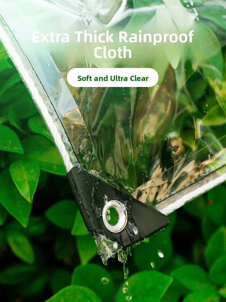 Thiened PVC Transparent Waterproof Rainproof Outdoor Balcony Plastic Cover Sunade Canopy Fabric for Home Daily Use