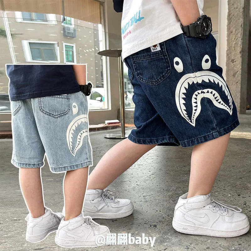 

Children Clothing Kids Denim Pants Summer New Fashionable Korean Style Boy Fashion Graffiti Casual Pants Handsome Shorts 3-14T