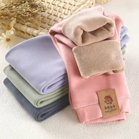 New Winter Children's Fleece Warm Render Pants for Boys Girls Thicken Velvet Leggings Kids Baby Base Pants Thickened Trousers 1
