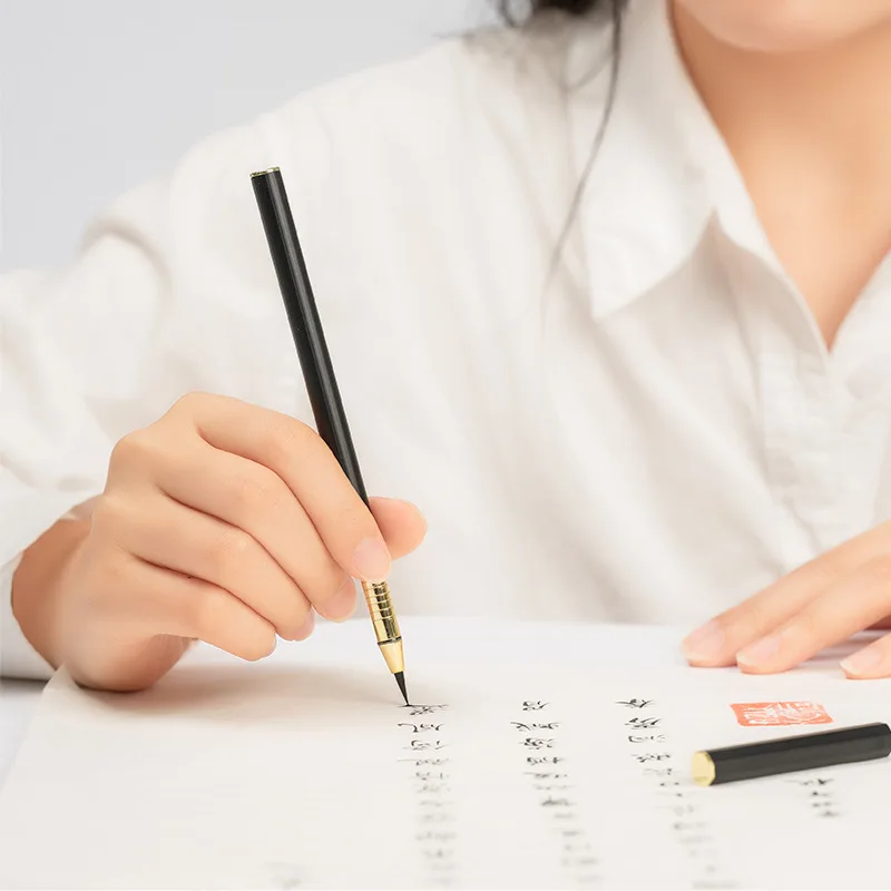 

Metal Rod Brush Pen Style Small Kai Writing Soft Hair Self Absorbing Ink Wolf Hair Soft Hair Chinese Calligraphy Practice