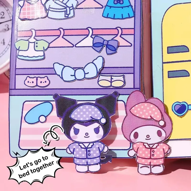 Sanrio Quite Book Kuromi Cinnamoroll Handmade Sticker Funny Montessori Educational Toddler Game For Kids Gift 2
