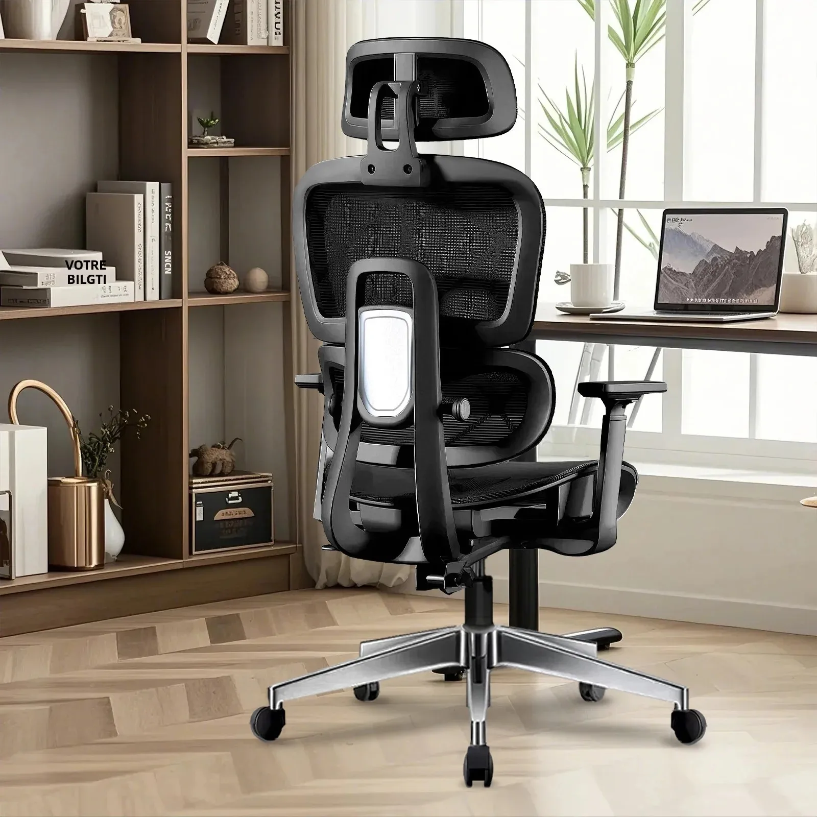 chaise de bureau ergonomique avec support lombaire et coussin pour le cou, accoudoirs rembourrés doux, maille respirante, réglage de la hauteur multi positions, confort Chaise de bureau ergonomique avec support lombaire et coussin pour le cou, accoudoirs rembourrés doux, maille respirante, réglage de la hauteur multi-positions, confort 1