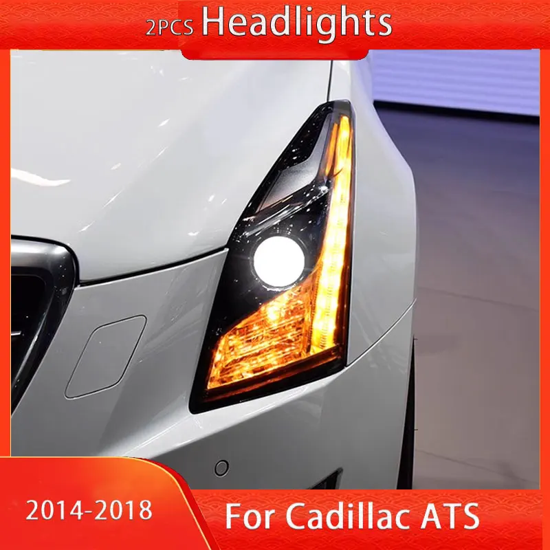 

car accessories for Cadillac ATS Headlights 2014-2015 ATS-L LED Headlight DRL Bi Xenon Lens High Low Beam Parking Fog Lamp