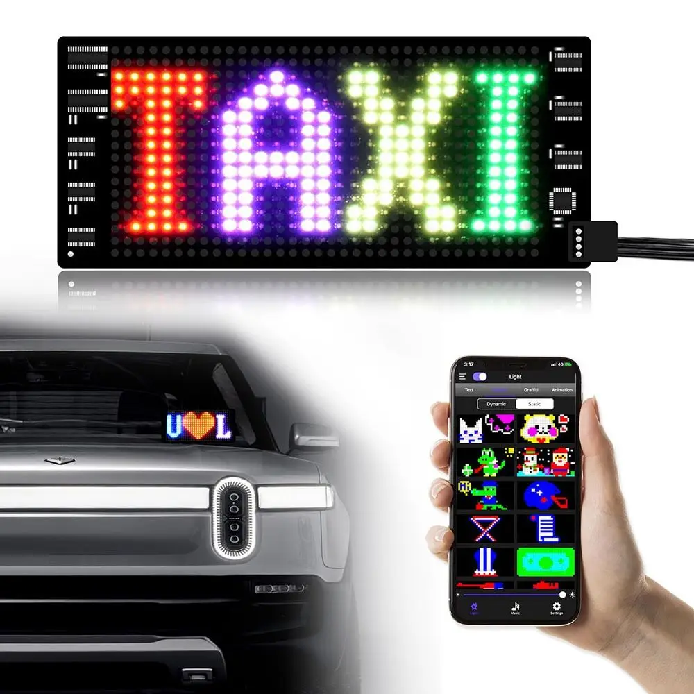 

Animation Programmable Scrolling Advertising Sign Custom Text Control by Bluetooth APP LED Light Signs Car Window Decoration