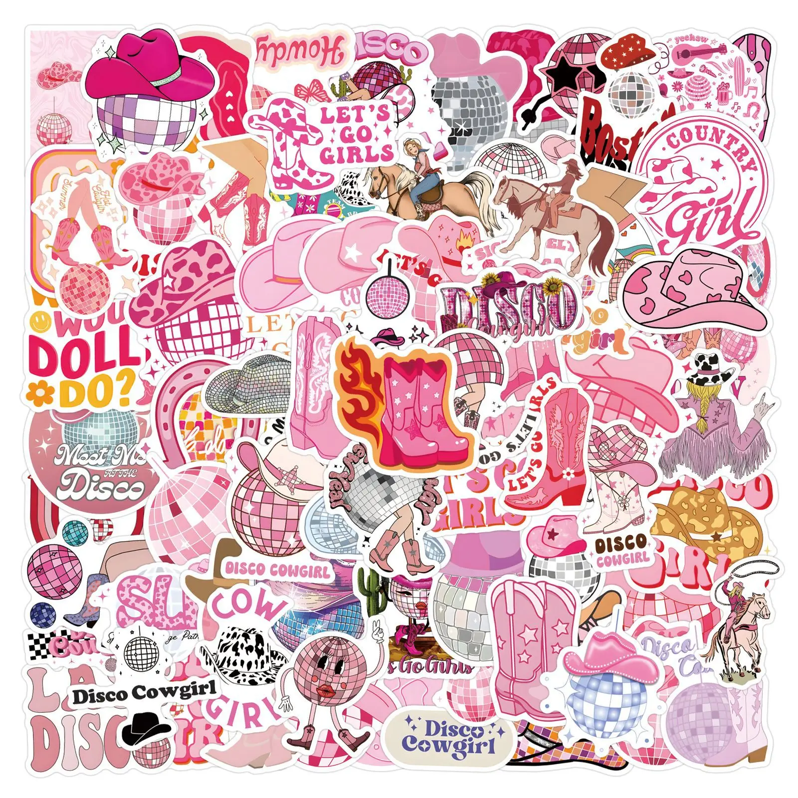 110PCS 디스코 소녀 스티커 그래피티 스티커 DIY 다이어리 폰 케이스 핸드메이드 스크랩북 미적 스티커
