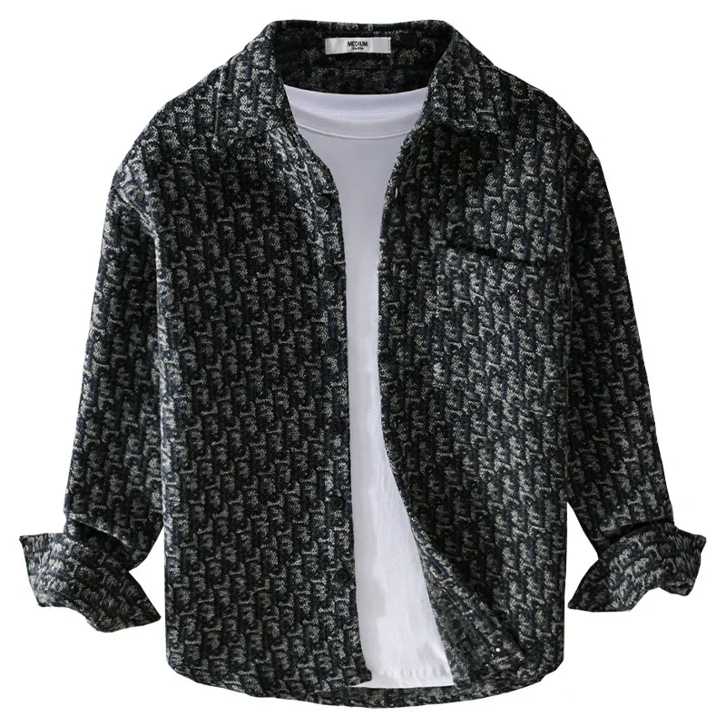 

Autumn and Winter Men's Brushed Thickened Long Sleeve Shirts Fashion Casual Loose Large Size Fashion Warm Plus Men's Shirts