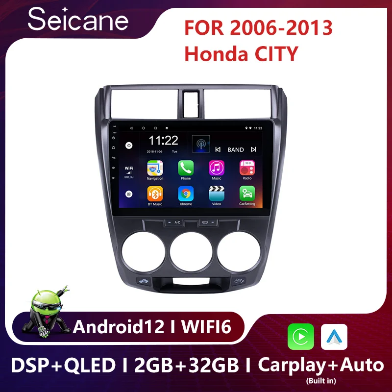 

Seicane 10.1 Inch 2Din Android 12 Quad-Core Car Radio GPS Multimedia Player For 2011 2012 2013 2014 2015 2016 Honda CITY
