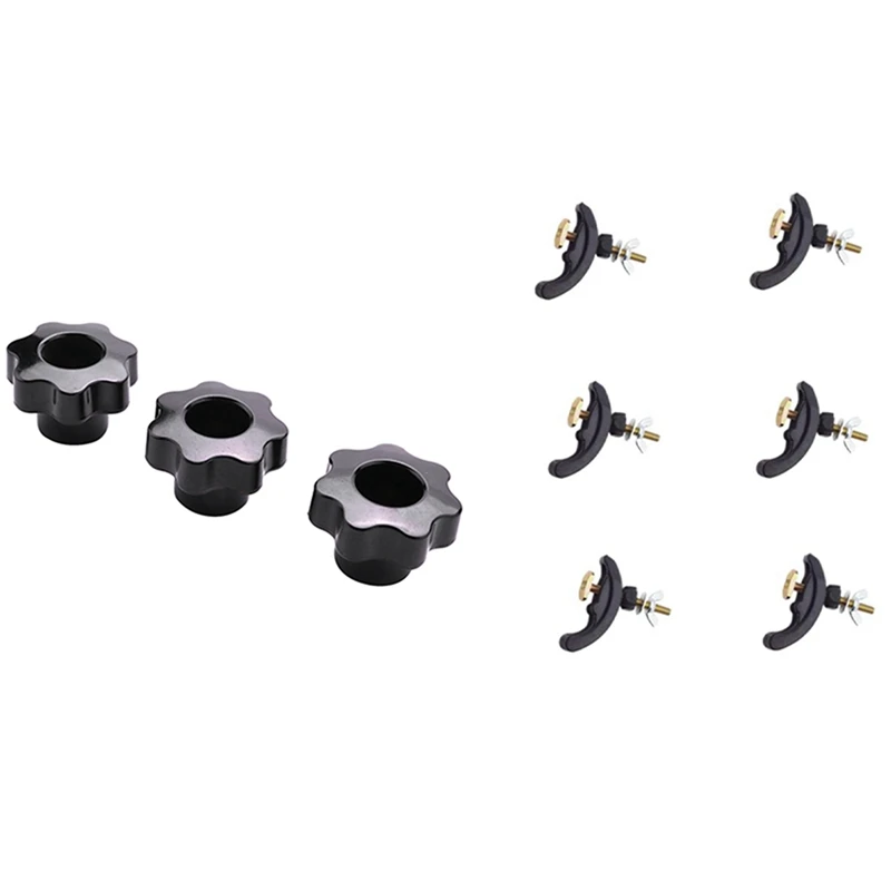 3Pcs M6 Hand Adjusting Nut /Bakelite Star Type Plastic Head Handle Nuts & 6 Pcs 85Mm Bow Plate Kits, Platen Fixture mobile woodworking bench