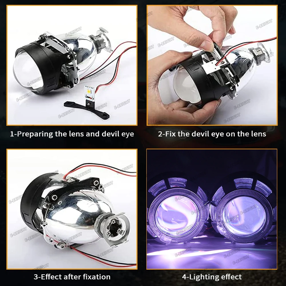 RGB Devil Eye Demon Lights – 12V Daytime Running Lights for Projector Lens Headlights and Fog Lights