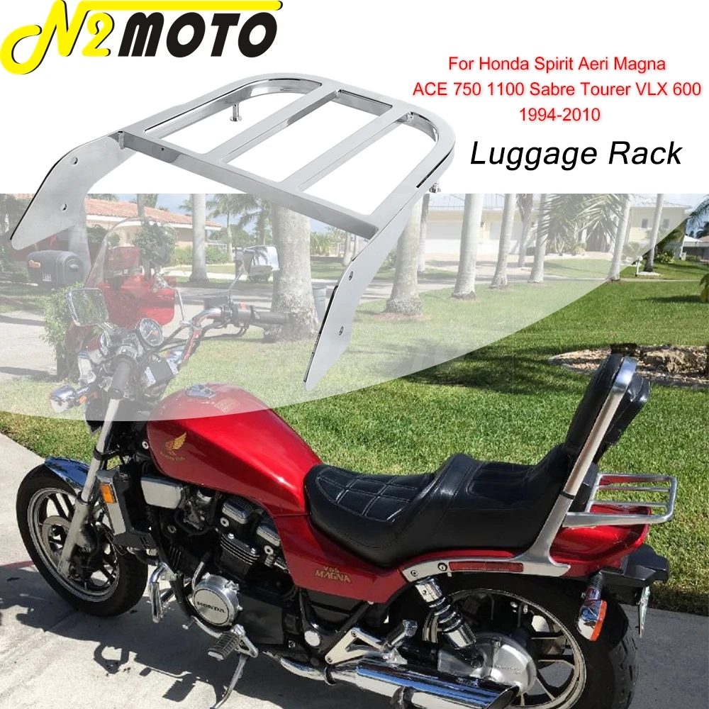 

New Chrome Sissy Bars Luggage Rack For Honda Shadow ACE750/1100 VLX600 Spirit Aeri Magna ACE 750 1100 Sabre Tourer Shelf Support