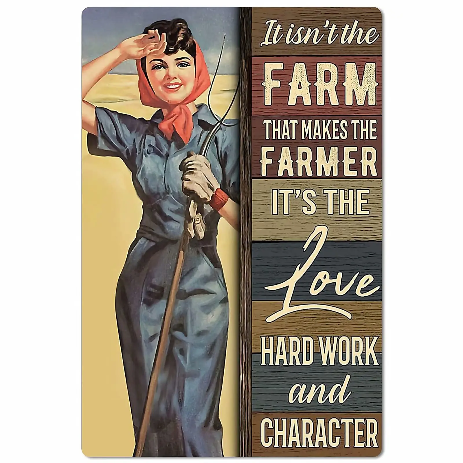 

Beautiful Peasant Woman Vintage metal Hanging Plaque That Makes The Farmer It'S The Love Retro Home Cafe Restaurant Wall Dec