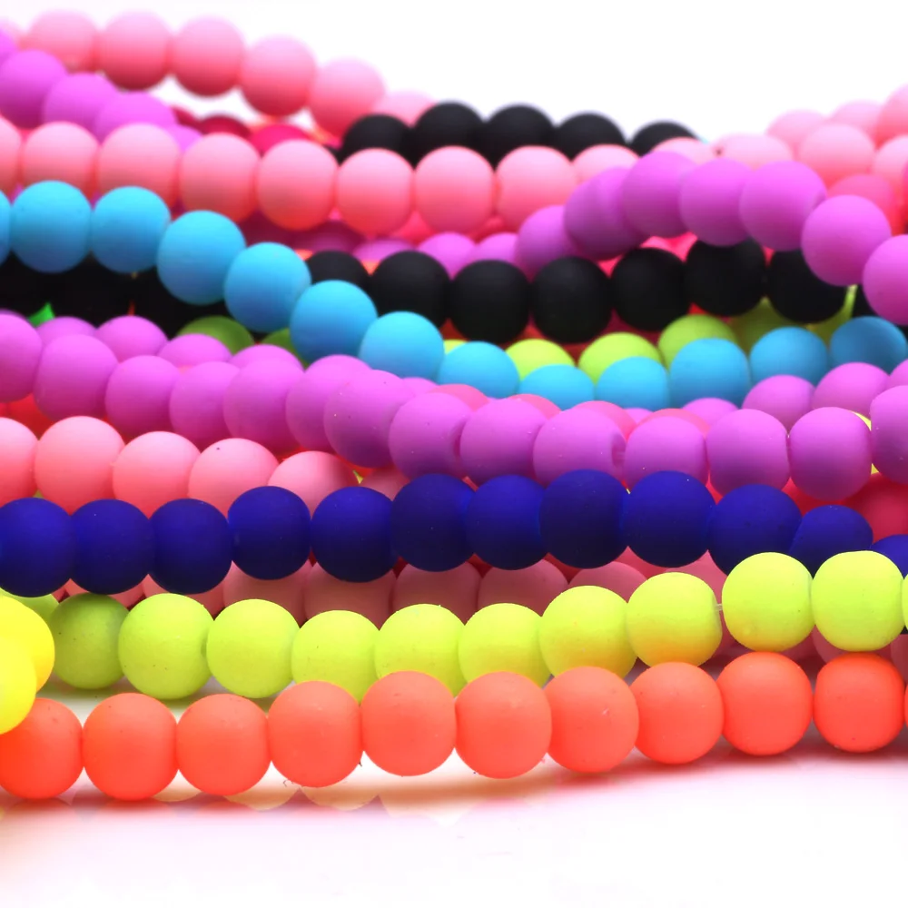 

OlingArt 6MM 1000PCS/Lot Rubber Glass Beads High Quality Candy Color Neon Matte Loose Beads Handmade DIY Bracelet Jewelry Making