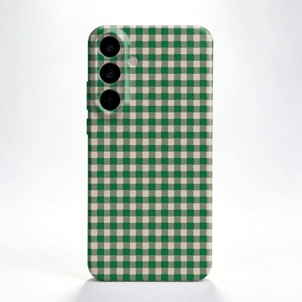 Green Grid Pattern Hard PC Phone Case Cover