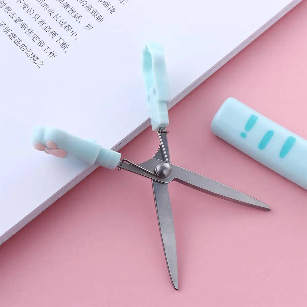 문구류 학용품 소녀 선물 귀여운 휴대용 고양이 발 모양 가위 스테인리스 스틸 손가위 접이식 디자인