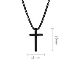 Unisex Stainless Steel Cross Pendant Necklace - Silver, Black, or Gold with 24 Box Chain (Silver)
