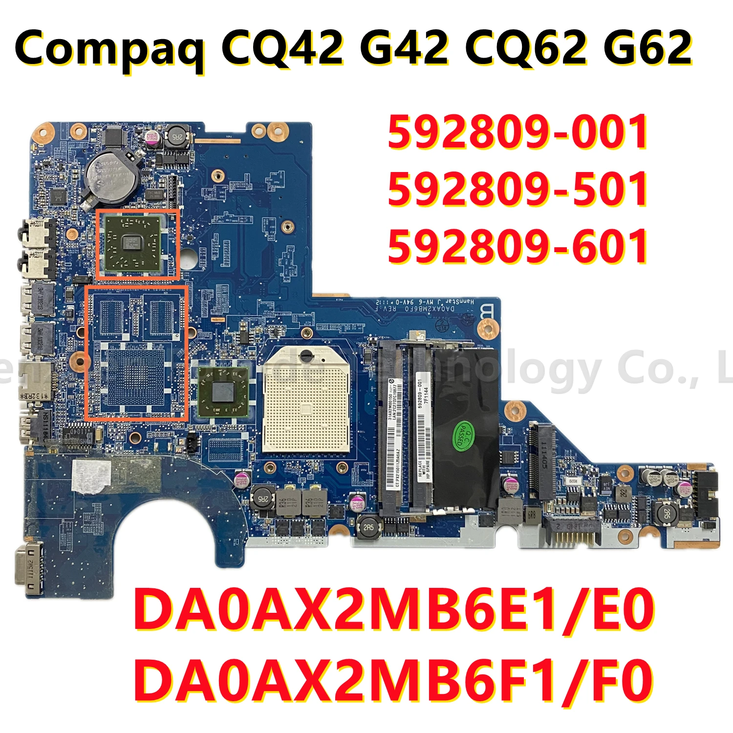

DA0AX2MB6E1/E0 DA0AX2MB6F1/F0 Laptop Motherboard For HP Presario G42 G62 CQ42 CQ62 Motherboard 592809-001 592809-501 592809-601
