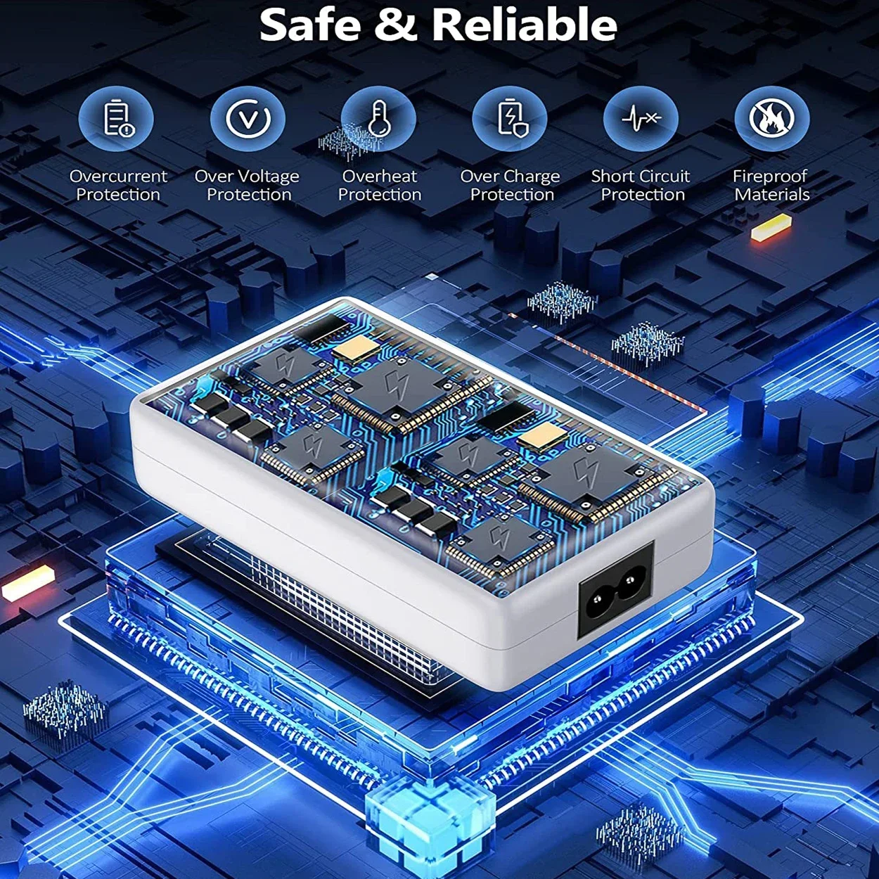 Eight-Port USB Charging Station, 60W Multi-Device Charger with LCD Display